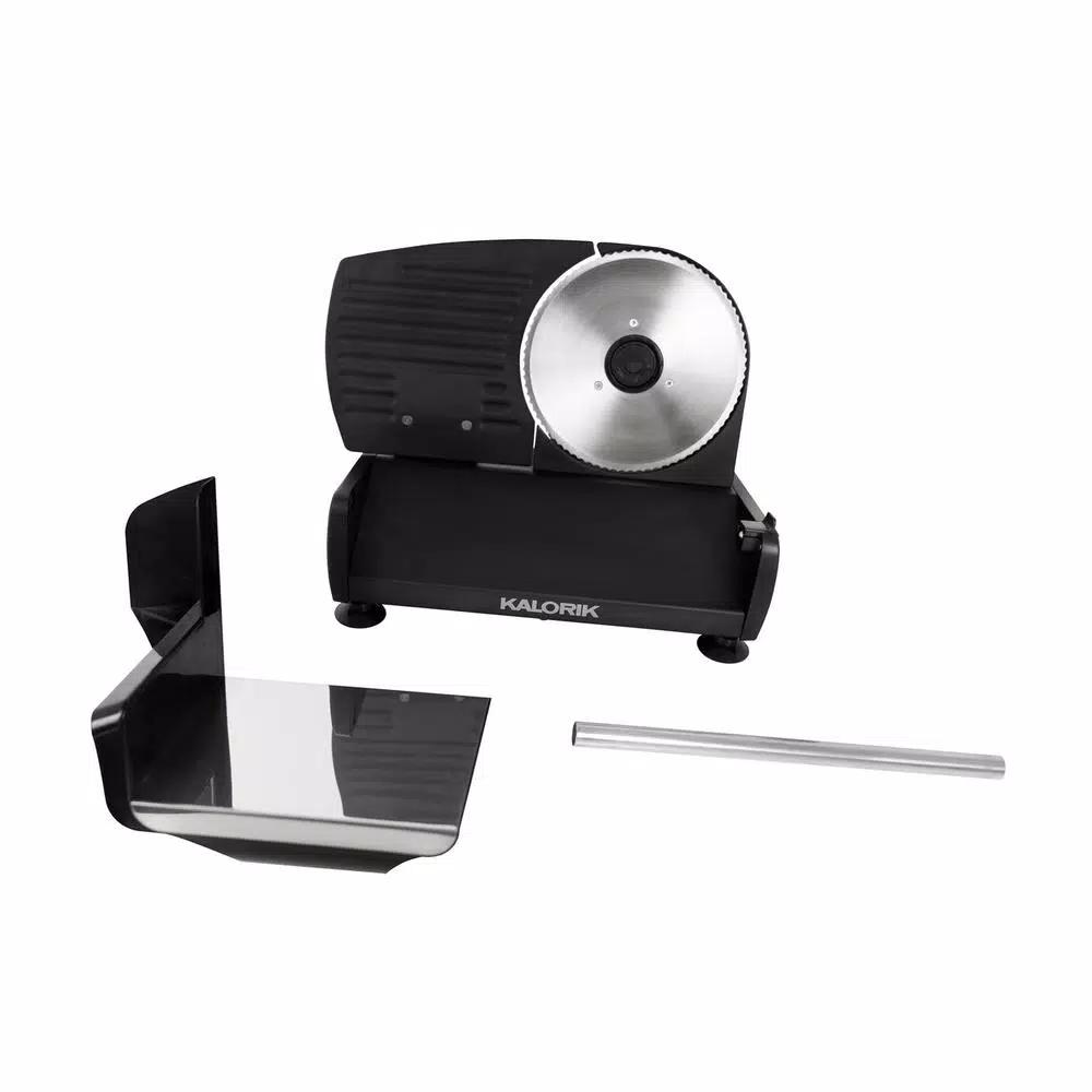 Unbranded Kalorik 200W Professional Food Slicer with 7.5 in. Stainless Steel Serrated Blade, Black