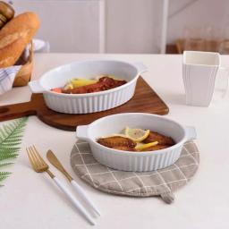 MALACASA 2-Piece White Oval Porcelain Bakeware Set - 9.5 in. and 11.25 in. Ceramic Baking Dishes thumbnail 8
