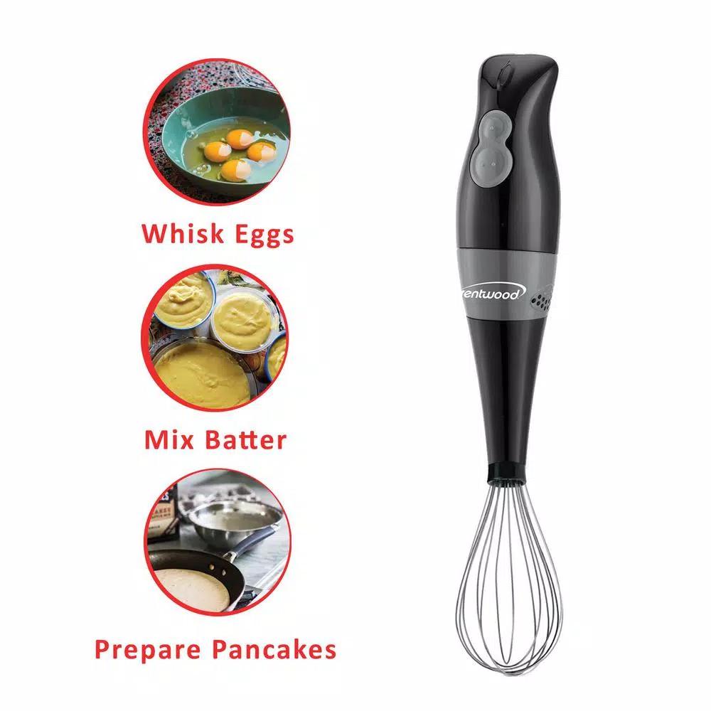 Brentwood Appliances Brentwood 2-Speed Black Hand Blender and Food Processor with Balloon Whisk