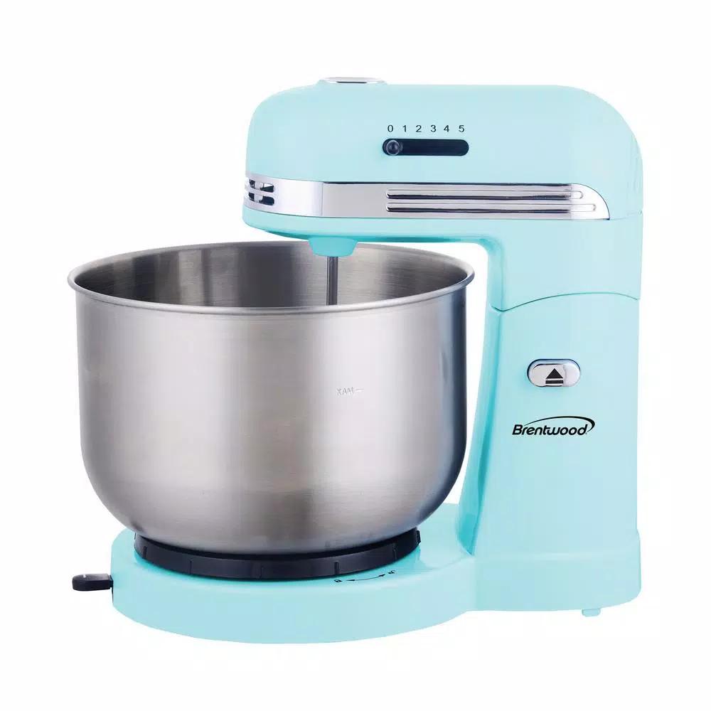 Brentwood Appliances Brentwood 5-Speed Stand Mixer with 3-Qt Stainless Steel Mixing Bowl, Blue