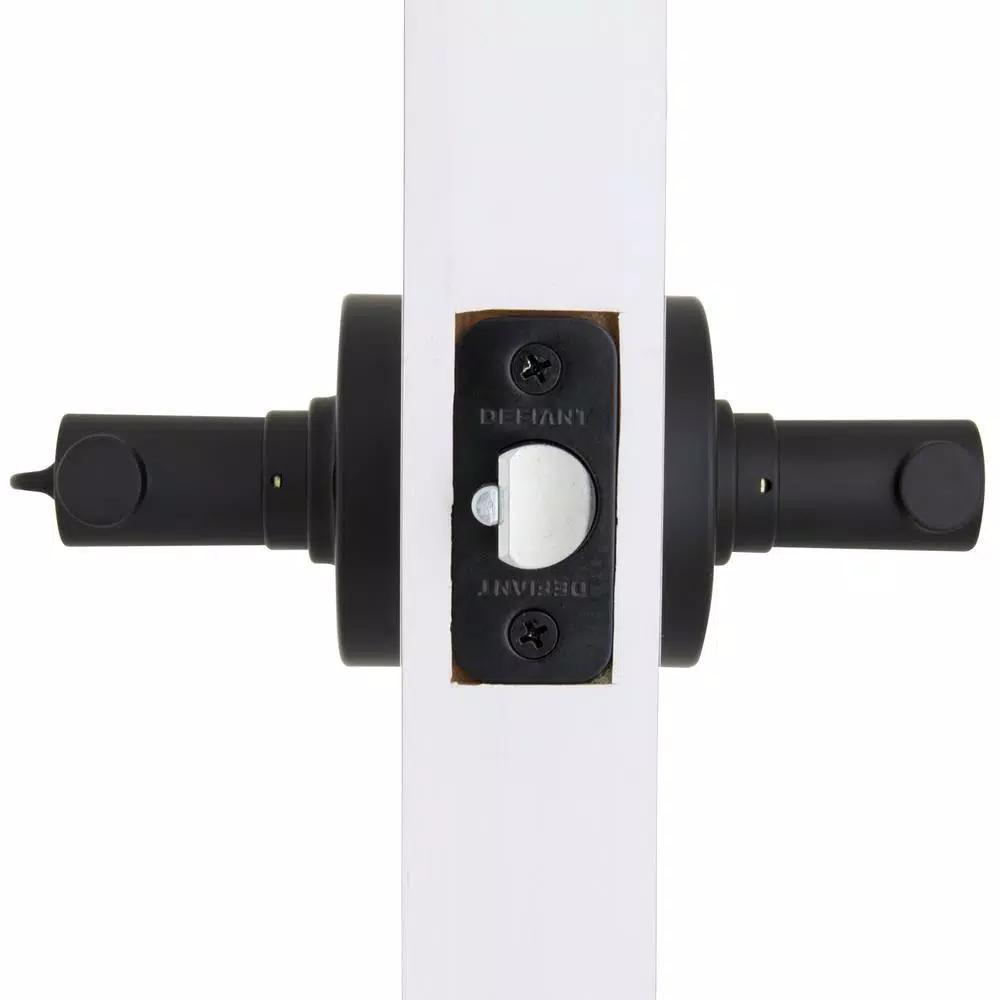Defiant Highland Matte Black Keyed Entry Door Lever with Round Rose