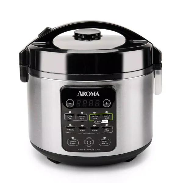 Aroma 12-Cup Smart Carb Rice Cooker and Multicooker, Stainless Steel