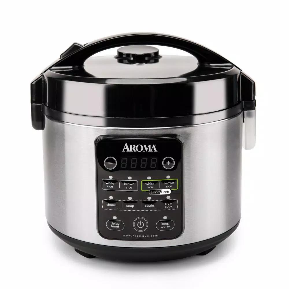 Aroma 12-Cup Smart Carb Rice Cooker and Multicooker, Stainless Steel