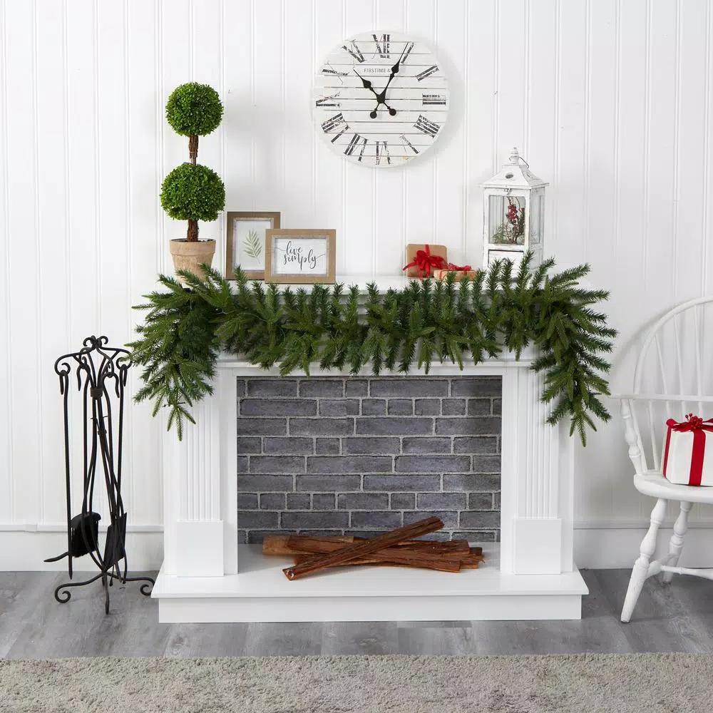 Nearly Natural 6 ft. Pre-lit Green Pine Artificial Christmas Garland with 35 LED Lights