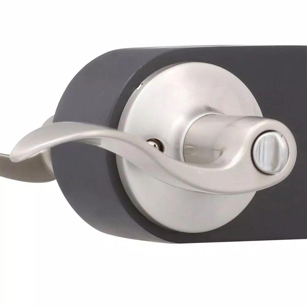 Toledo Fine Locks Satin Nickel Privacy Lever Set - Wave Style Interior Door Handle