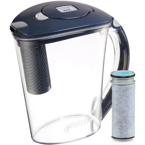 Brita Stream 10-Cup Filter-As-You-Pour Water Filter Pitcher, Carbon Gray, BPA-Free