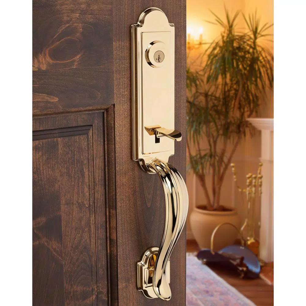 Baldwin Prestige Avendale Single Cylinder Handleset with Alcott Knob, Lifetime Polished Brass, SmartKey Security