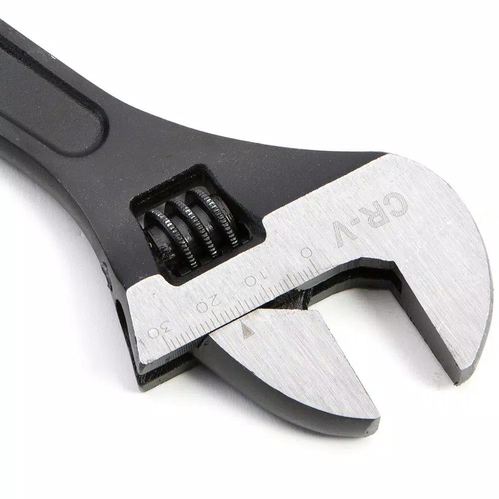 Stark 10 in. Adjustable Wrench, Black Chrome Vanadium Steel with Built-in SAE/Metric Scale