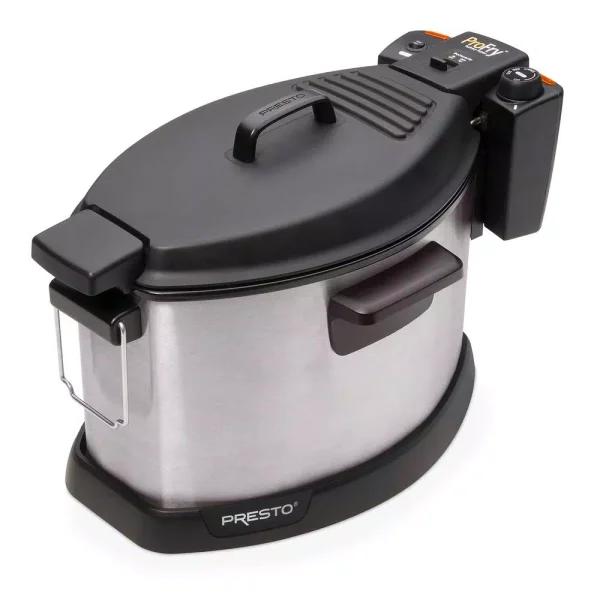 Presto Pro-Fry Electric Rotisserie Turkey Fryer, 1800W Indoor Deep Fryer with Stainless Steel Housing