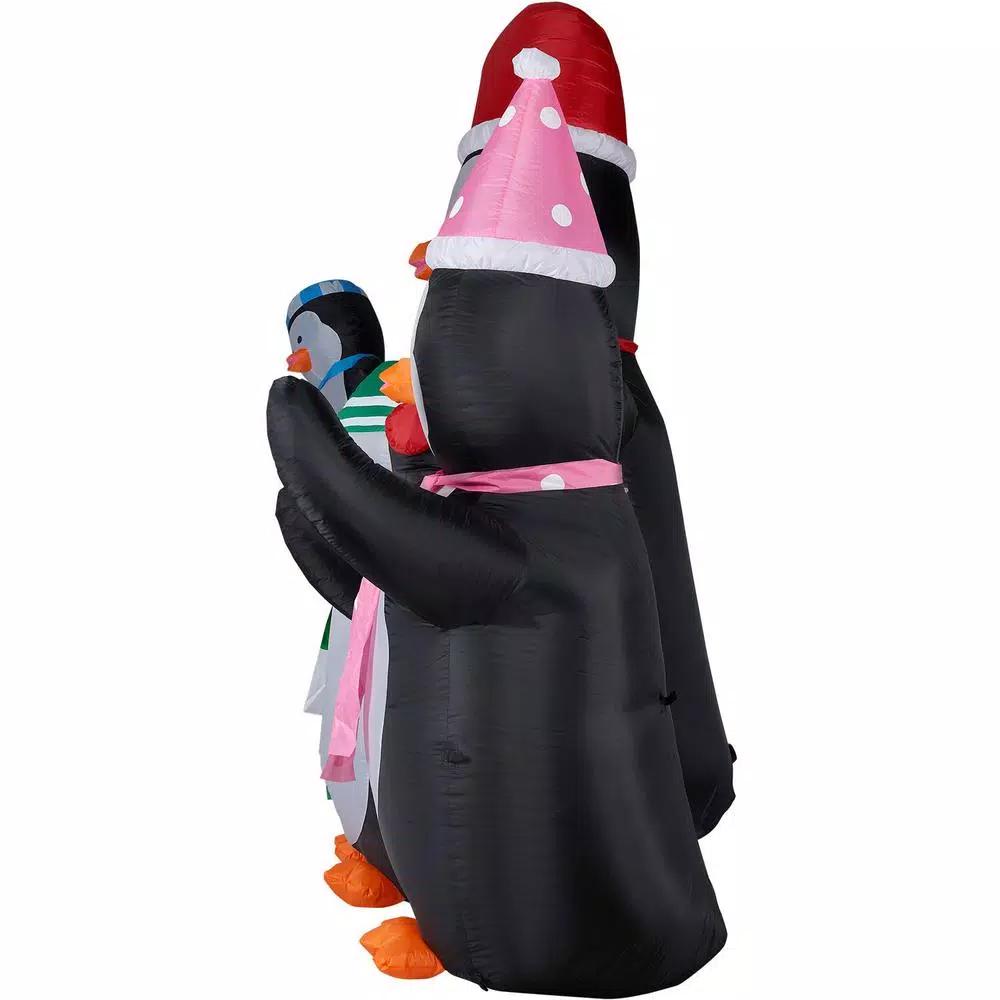 Fraser Hill Farm 10 ft. Penguin Family Christmas Inflatable with White Lights