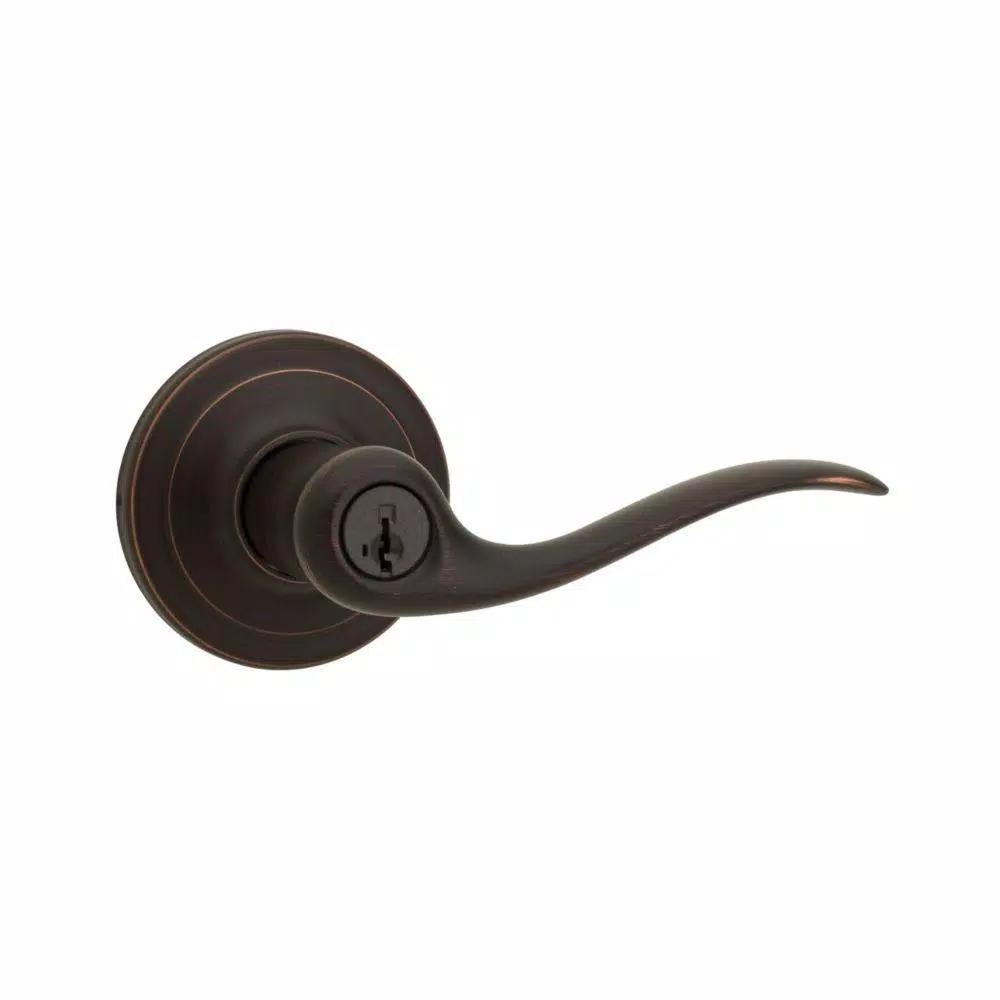 Kwikset Tustin Venetian Bronze Exterior Entry Door Lever with SmartKey Security