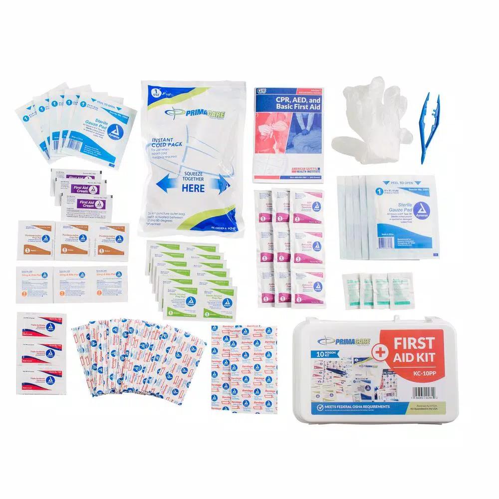 Unbranded 96-Piece 10-Person OSHA Compliant Poly First Aid Kit with Wall Mount Bracket
