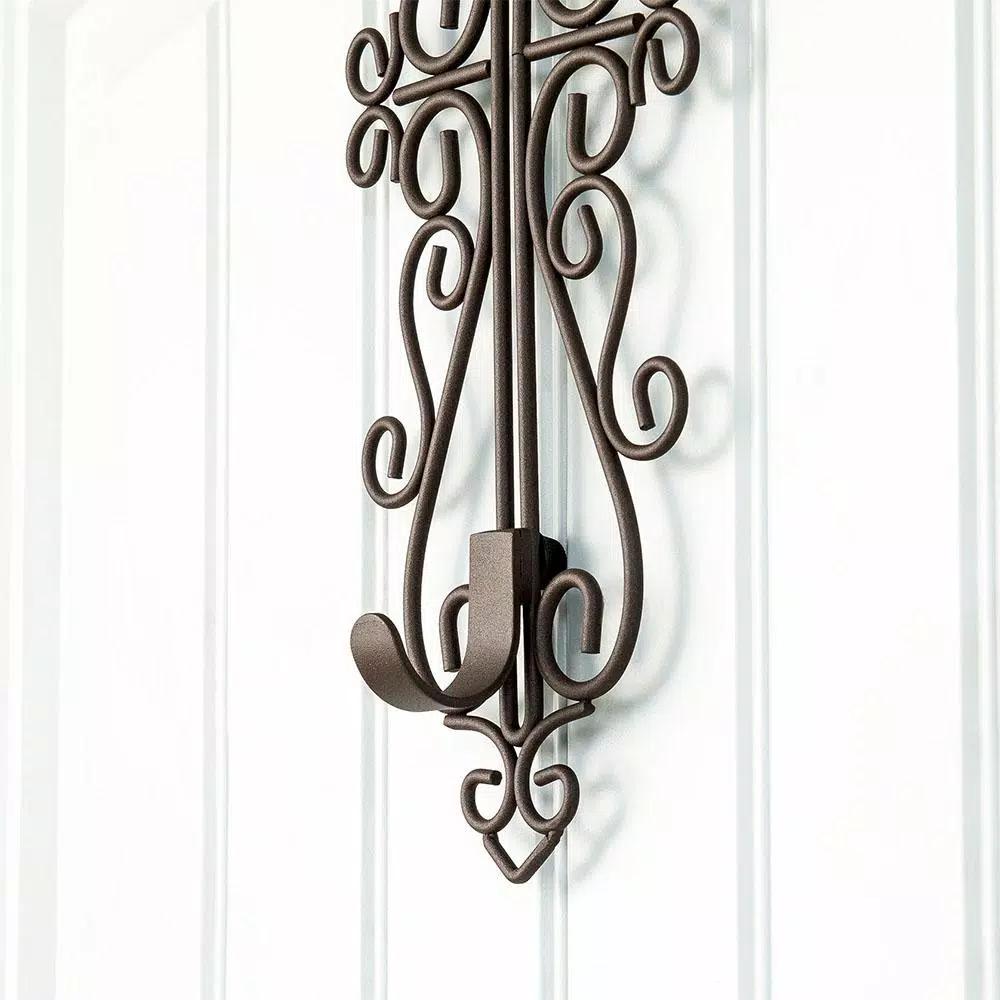 Village Lighting Company Colonial Adjustable Wreath Hanger, Durable Wrought Iron Door Hook, Holds up to 20 lbs
