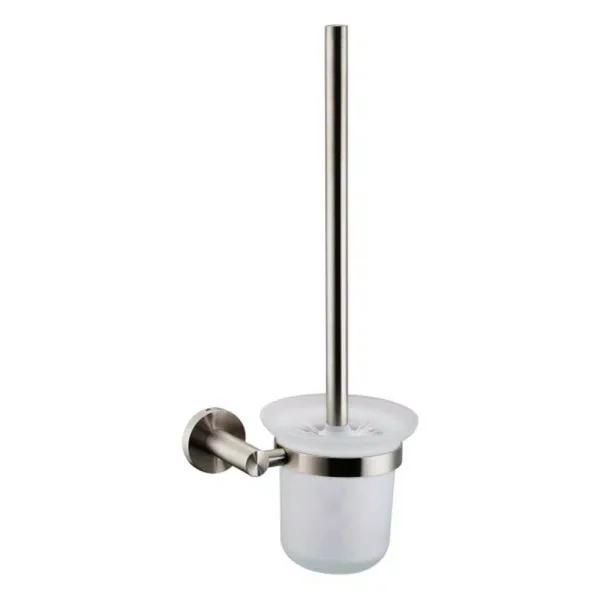 Lexora Bagno Nera Stainless Steel Toilet Brush and Holder Set with Glass Holder - Chrome
