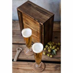 Legacy Pilsner Beer Gift Set with Acacia Wood Case, 2 Glasses, Cork Coasters, and Bottle Opener thumbnail 6