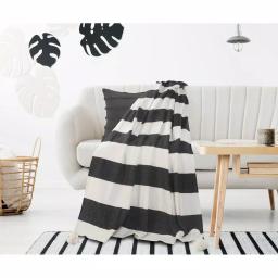 LR Home Metty Charcoal and Ivory Bold Striped Tasseled Cotton Throw Blanket thumbnail 6