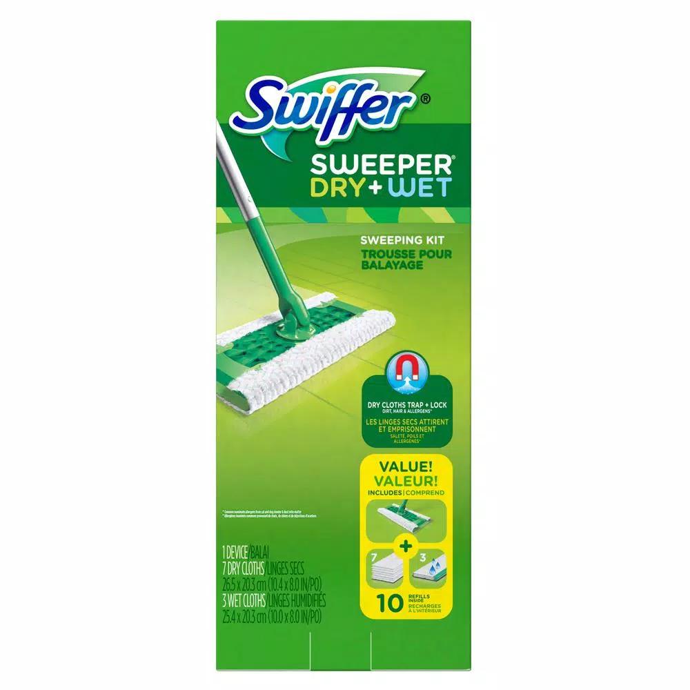 Swiffer Sweeper Dry and Wet Mop Starter Kit with 10 Cloths