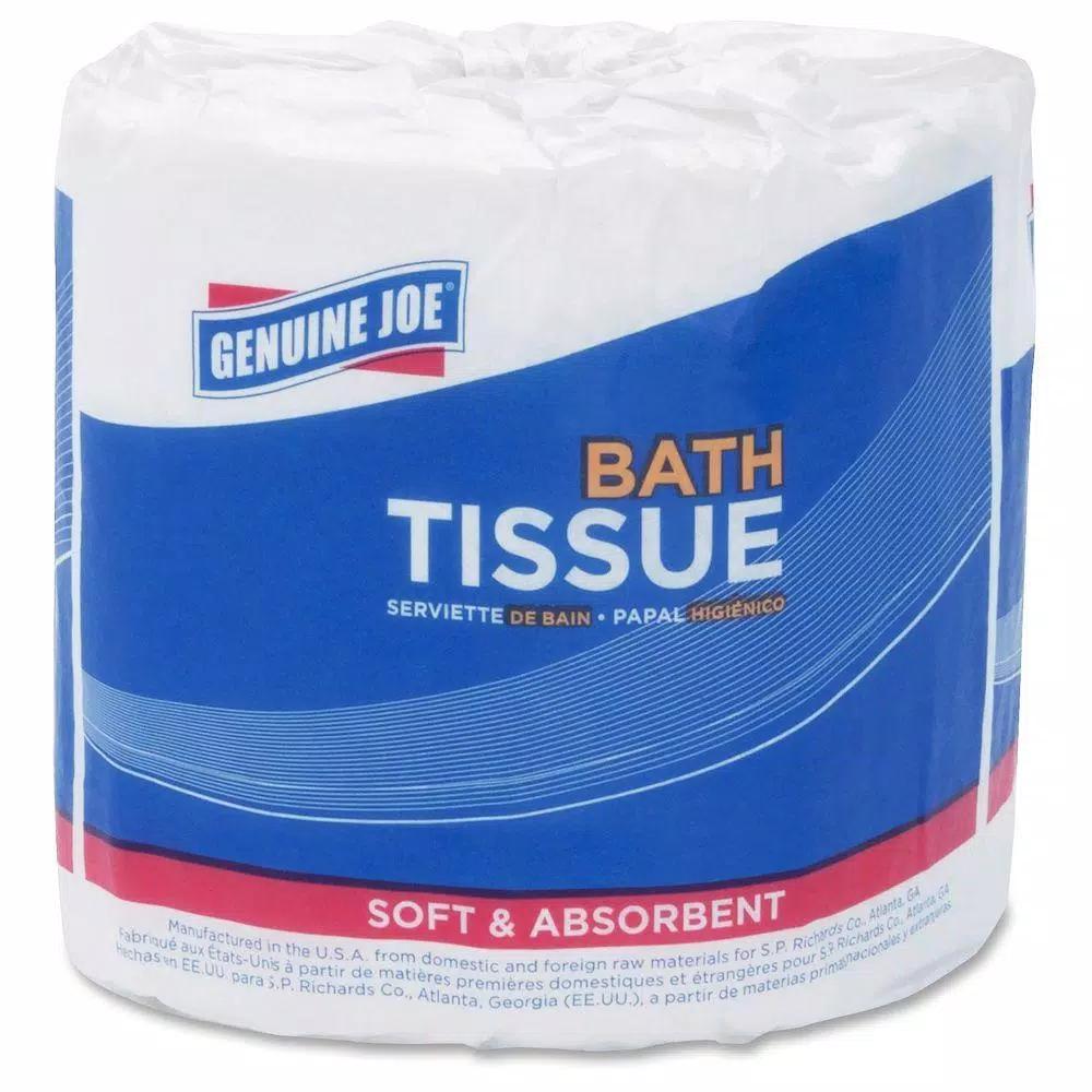 Genuine Joe White 2-Ply Recycled Fiber Bath Tissue, 96 Rolls per Carton (500 Sheets per Roll)