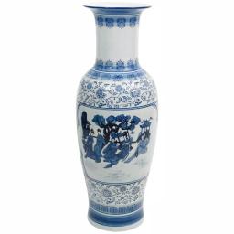 Unbranded Oriental Furniture 35 in. Blue and White Porcelain Tung Chi Floor Vase thumbnail 7