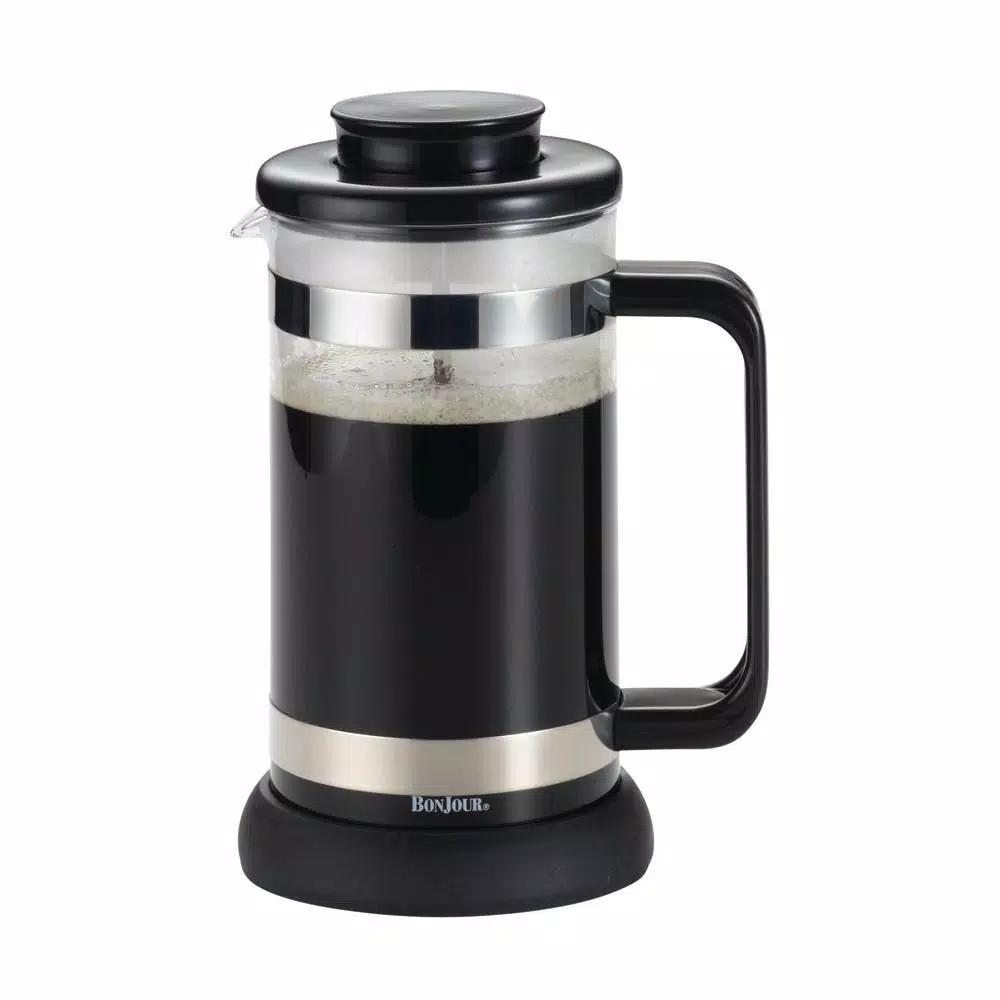 BonJour Coffee & Tea Riviera 8-Cup French Press with Coaster and Scoop, Black