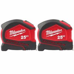 Milwaukee 25 ft. Compact Auto-Lock Tape Measure, 2-Pack thumbnail 1