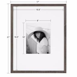 DesignOvation Gallery 16 x 20 Gray Wood Picture Frame with White Mat for 8 x 10 Photos thumbnail 5