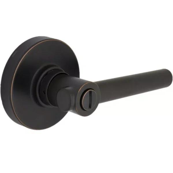 Defiant Highland Aged Bronze Privacy Door Lever with Round Rose