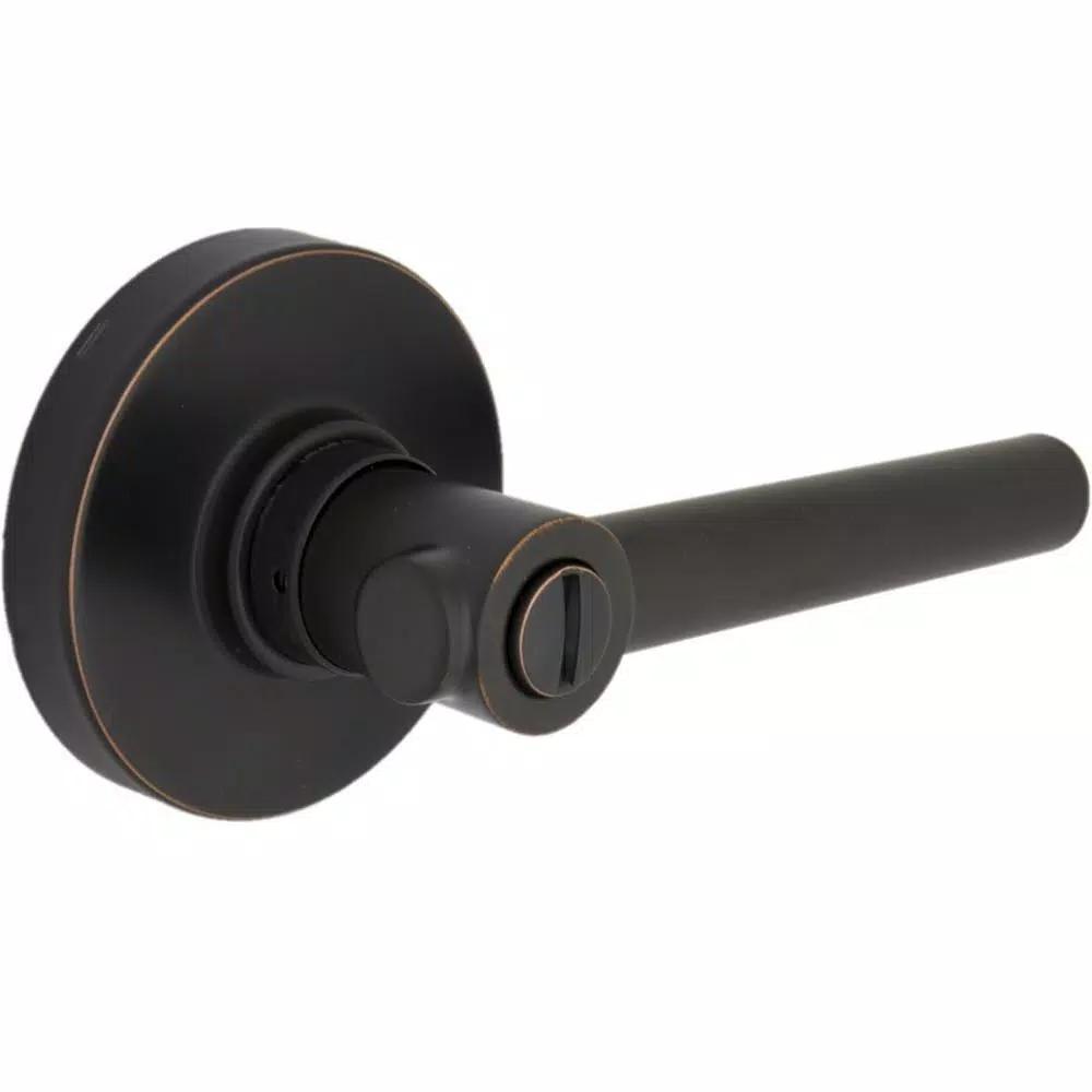 Defiant Highland Aged Bronze Privacy Door Lever with Round Rose