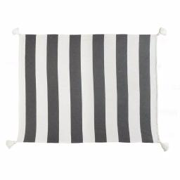 LR Home Metty Charcoal and Ivory Bold Striped Tasseled Cotton Throw Blanket thumbnail 2