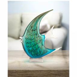 Dale Tiffany 16 in. Aqua Fish Handcrafted Irregular Art Glass Figurine - Multi-Colored Tropical Angelfish Sculpture thumbnail 1