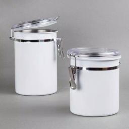 Creative Home 4-Piece White Stainless Steel Canister Set with Airtight Locking Clamp Lids thumbnail 4