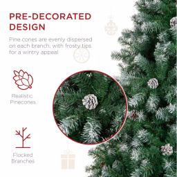Best Choice Products 9 ft. Unlit Flocked Virginia Pine Artificial Christmas Tree with Pine Cones and Holly Berries thumbnail 3
