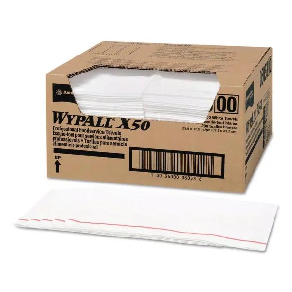 Wypall X50 Foodservice Towels, HydroKnit, 1/4 Fold, 23.5 x 12.5 in, White (200 Sheets)