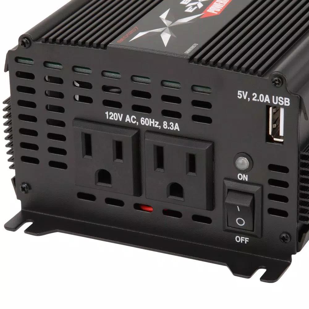 Schumacher 12V 1000W Power Inverter Battery Extender with Dual AC Outlets and USB Ports