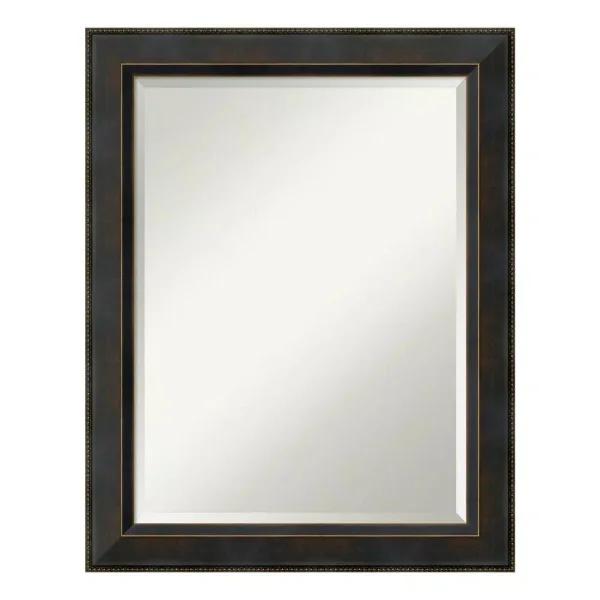 Amanti Art Signore 22.5 in. W x 28.5 in. H Rectangular Beveled Edge Bronze Wood Framed Bathroom Vanity Mirror