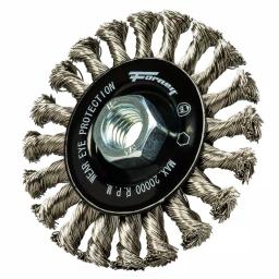 Forney 4 in. Stainless Steel Twist Knot Wire Wheel Brush for Heavy-Duty Cleaning thumbnail 3