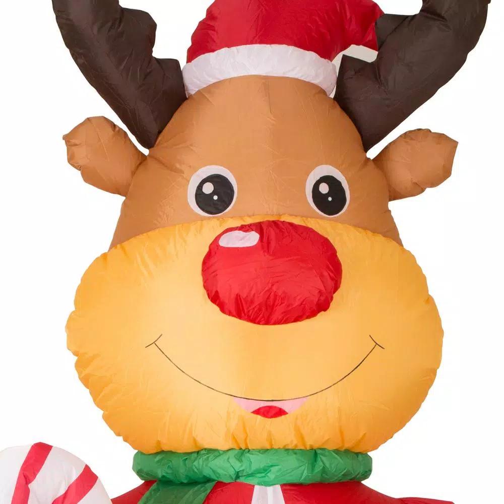 Glitzhome 8 ft. Lighted Inflatable Reindeer Christmas Decor with LED Lights