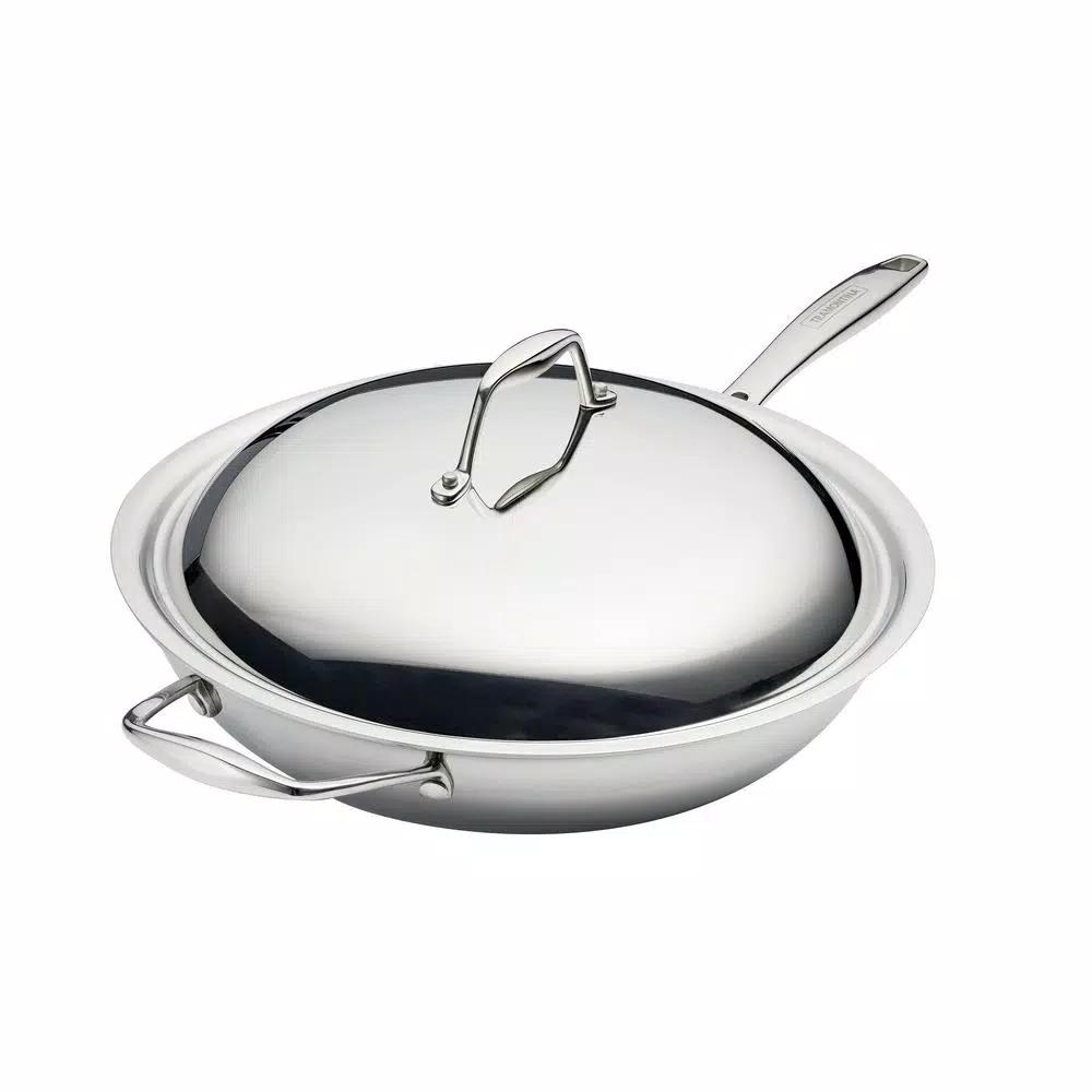 Tramontina 12 in. Tri-Ply Clad Stainless Steel Wok with Lid
