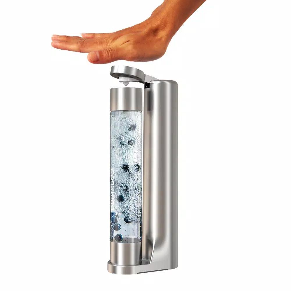 Drinkpod FIZZPod Silver One-Touch Sparkling Soda Maker Machine with 3 PET Bottles