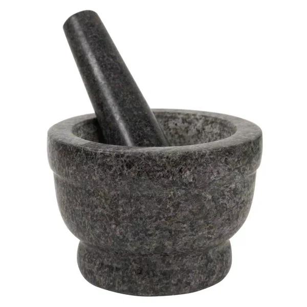 TACO TUESDAY Granite Stone Mortar and Pestle Set, 5.5 in. - Dark Gray