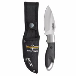 Western Kota 8.25 in. Titanium Bonded Drop Point Fixed Blade Knife with G10 Handle and Sheath thumbnail 1