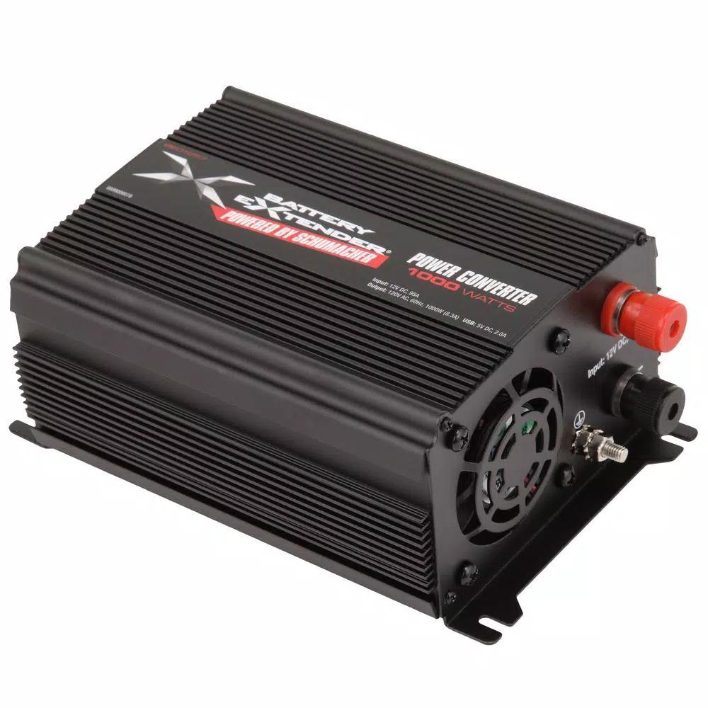 Schumacher 12V 1000W Power Inverter Battery Extender with Dual AC Outlets and USB Ports