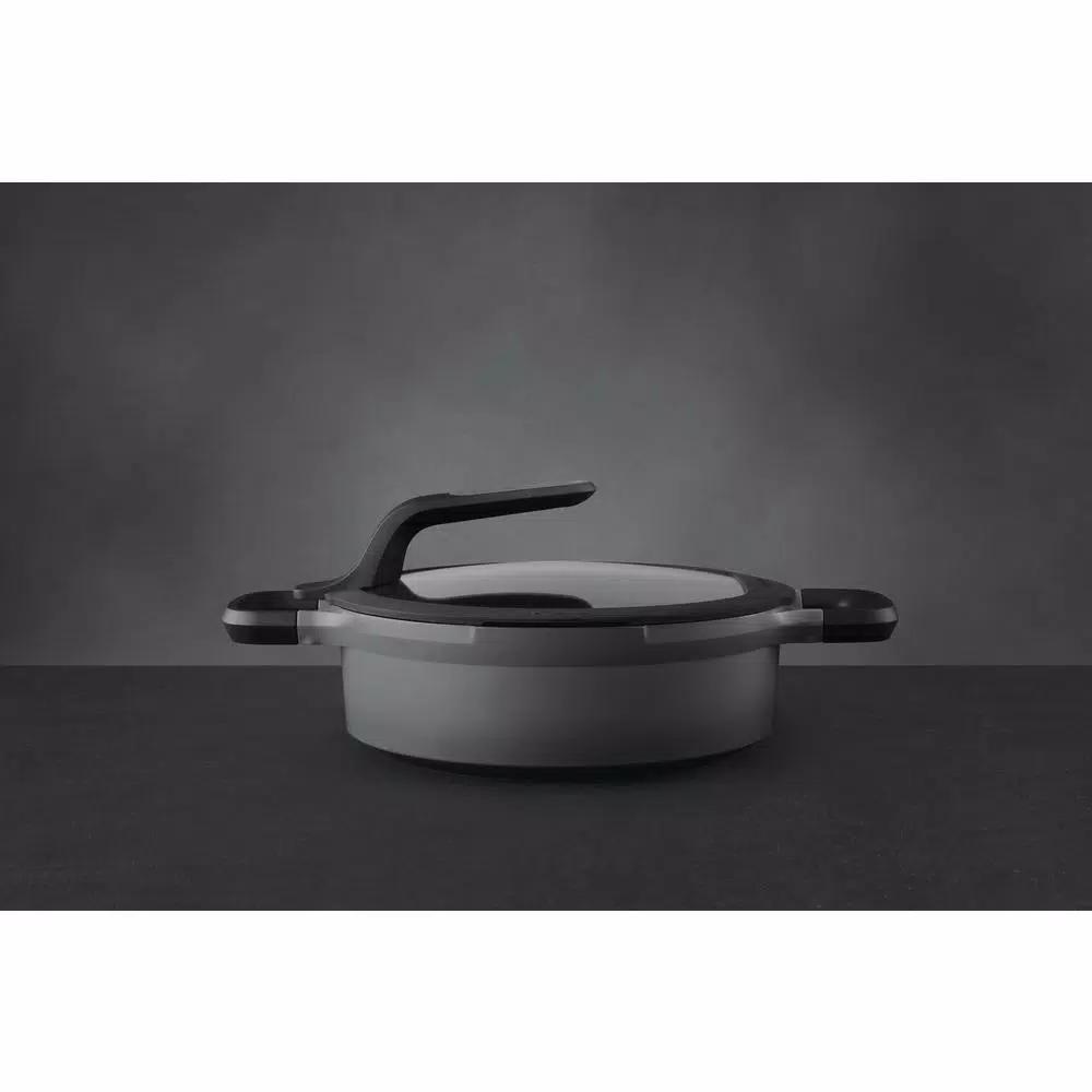 BergHOFF GEM Stay Cool 3.5 qt. Cast Aluminum Nonstick Saute Pan with Glass Lid, Gray