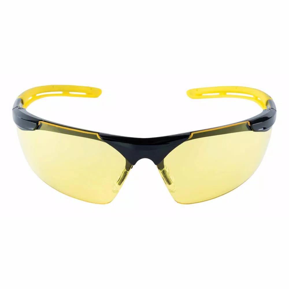 3M Safety Eyewear Amber Lenses, Black/Yellow Frame, Anti-Fog & Scratch Resistant (6 Pack)