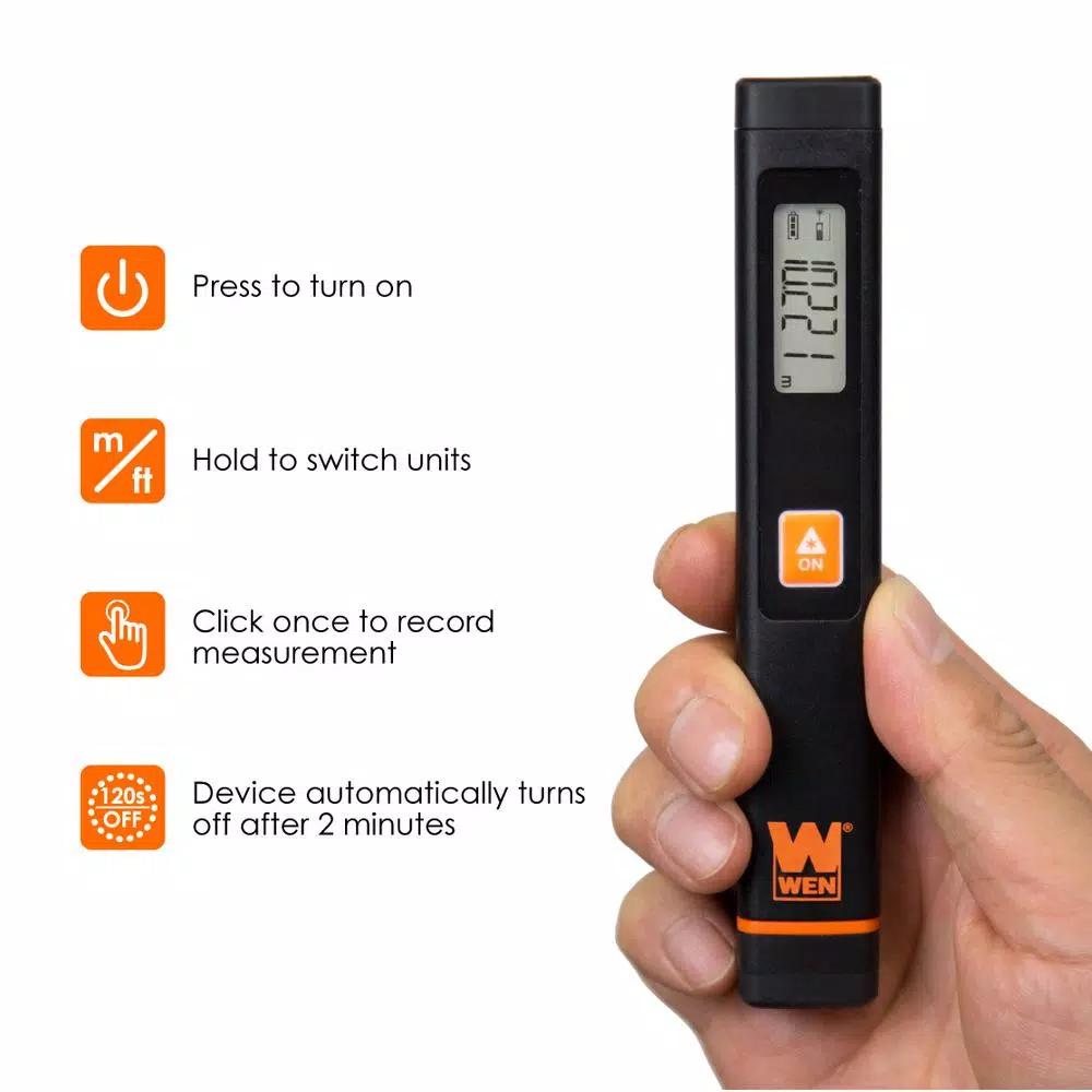 WEN Pocket Laser Distance Measure, 32 ft. Range, Pen-Style Digital Range Meter