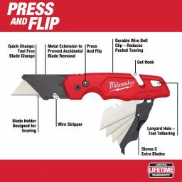 Milwaukee 6-in-1 Electrician Combination Pliers and FASTBACK Utility Knife 2-Pack Set thumbnail 4