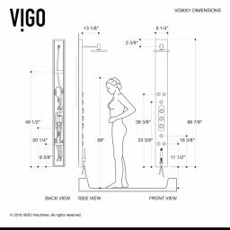 VIGO Dilana 66.875 in. Stainless Steel 6-Jet High Pressure Shower Panel System with Handheld Dual Shower thumbnail 11