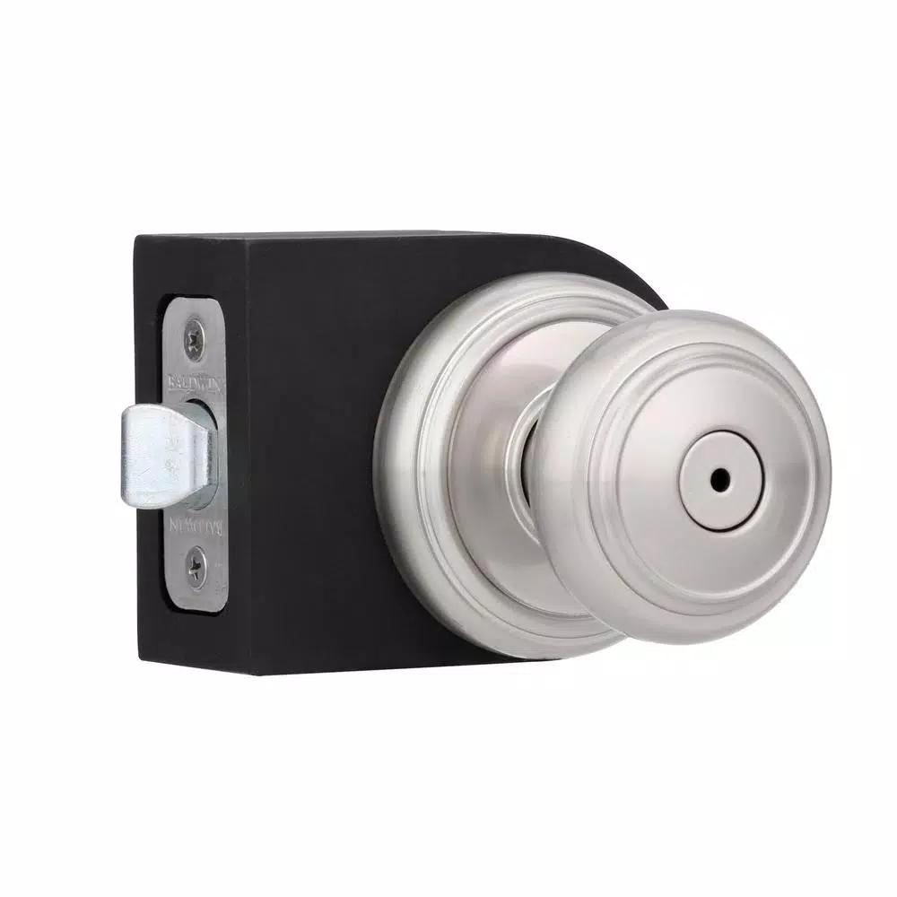 Baldwin Prestige Alcott Satin Nickel Privacy Door Knob (4-Pack)