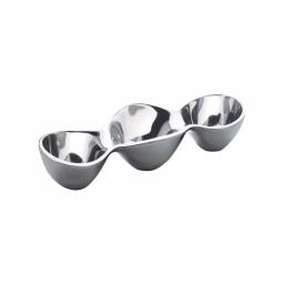 Nambe Alloy Triple Condiment Server, 6 oz. Each Section, Silver thumbnail 1