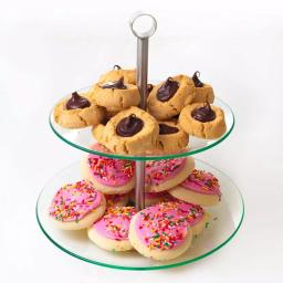 Chef Buddy 2-Tier Round Glass Buffet and Dessert Stand with Stainless Steel Base thumbnail 4